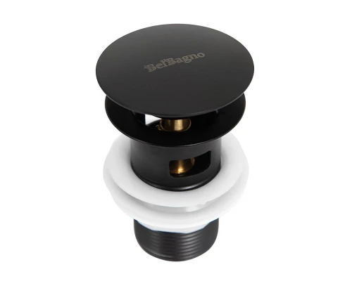 Донный клапан BelBagno, с переливом, черный матовый, BB-SAT-NERO