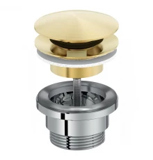 Донный клапан для раковины Jacob Delafon Nouvelle Vague E30536-BGG, с системой "клик-клак", универсальный, глянцевое золото