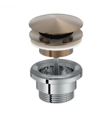 Донный клапан для раковины Jacob Delafon Nouvelle Vague E30536-BCN, с системой "клик-клак", универсальный, матовое золото