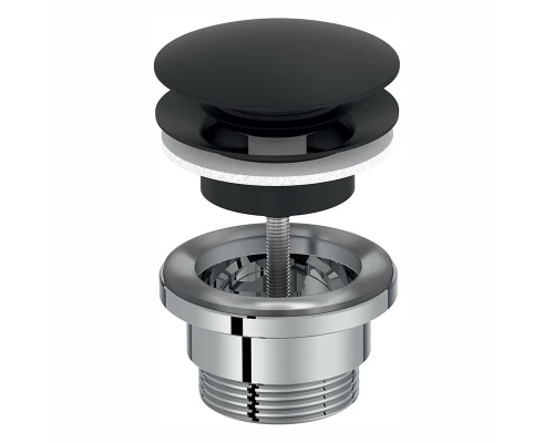 Донный клапан для раковины Jacob Delafon Nouvelle Vague E30536-BL, с системой "клик-клак", универсальный, черный матовый