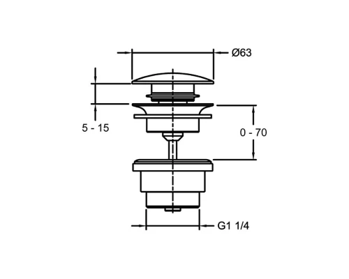 Донный клапан для раковины Jacob Delafon Nouvelle Vague E30536-CAT, с системой "клик-клак", универсальный, хром матовый