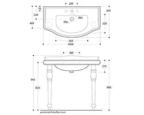 Ножка для консоли Kerasan Retro, цвет белый (*для инсталляции необходимо 2 шт.), 108301 (1шт)