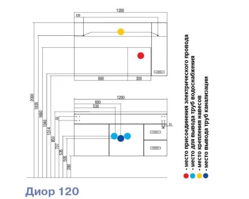 Тумба под раковину Акватон ДИОР 120,  1A110601DR010, белый