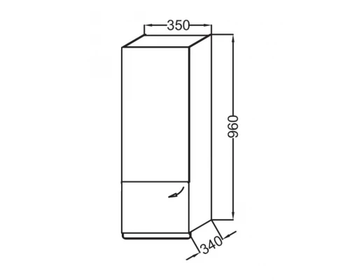 Пенал  Jacob Delafon ODEON UP  левая, 35 см, EB893G-E10, квебекский дуб