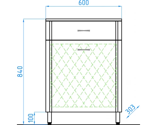 Тумба Style Line Эко Стандарт ТН 60  с бельевой корзиной белая ЛС-00000229, 60 см, напольная