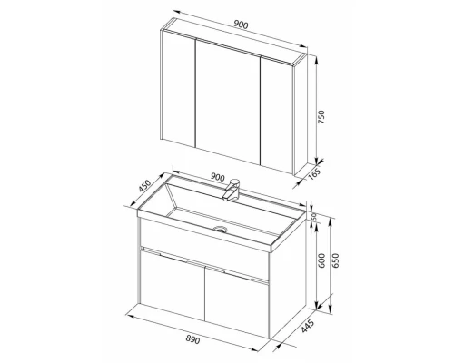 Тумба под раковину Aquanet Латина 90 00179932, цвет фасада бордо