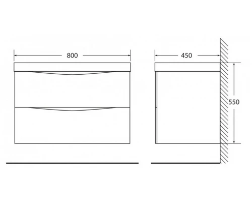 Тумба под раковину BelBagno Marino MARINO-800-2C-SO-CL-P, 80 х 45 х 55 см, Capucino Lucido - бежевый глянец