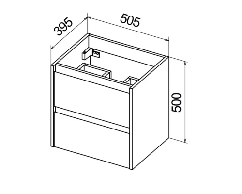 База под раковину BelBagno KRAFT 39-500/390-2C-SO-BO 50 cм подвесная с 2 ящиками, Bianco Opaco