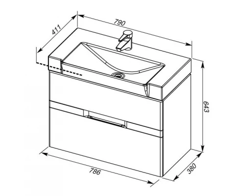 Тумба под раковину Aquanet Виго 80 00183364, цвет сине-серый