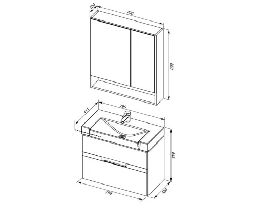 Тумба под раковину Aquanet Виго 80 00183364, цвет сине-серый