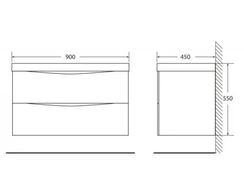 Тумба под раковину BelBagno Marino MARINO-900-2C-SO-BO-P, 90 х 45 х 55 см, Bianco Opaco - белый матовый