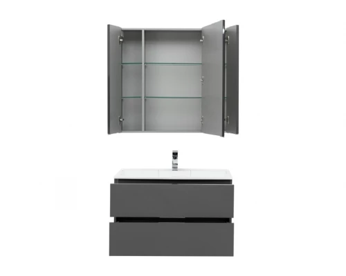 Зеркало-шкаф Aquanet Алвита 90 240110, корпус серый антрацит