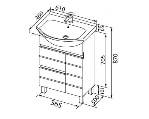 Тумба под раковину Aquanet Доминика 60 00171684, цвет фасада белый