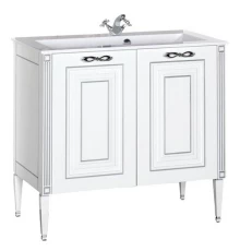 Тумба под раковину Aquanet Паола 90 00181762, цвет белый патина-серебро