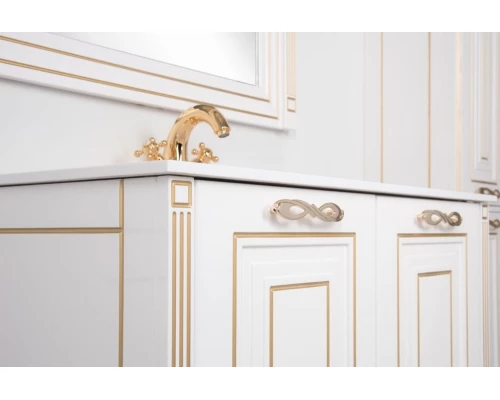 Тумба под раковину Aquanet Паола 90 00181762, цвет белый патина-серебро