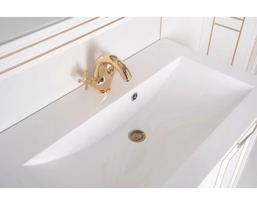 Тумба под раковину Aquanet Паола 90 00181762, цвет белый патина-серебро