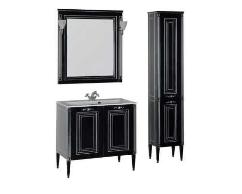 Тумба под раковину Aquanet Паола 90 00181762, цвет белый патина-серебро