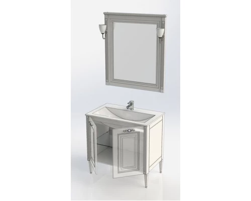 Тумба под раковину Aquanet Паола 90 00181762, цвет белый патина-серебро
