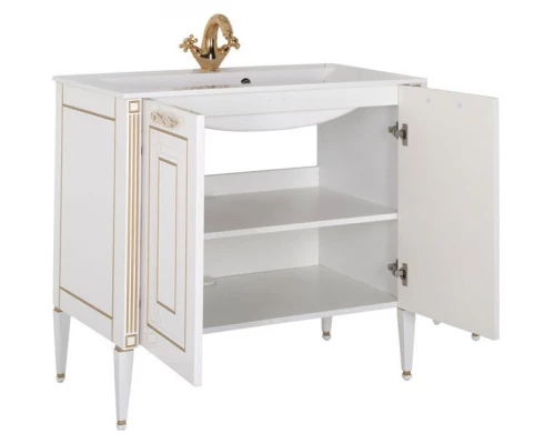 Тумба под раковину Aquanet Паола 90 00181762, цвет белый патина-серебро