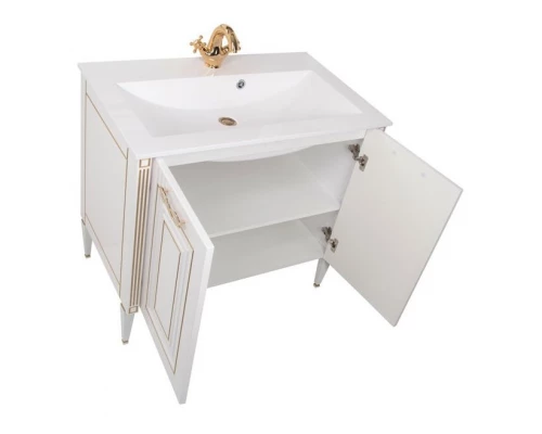 Тумба под раковину Aquanet Паола 90 00181762, цвет белый патина-серебро