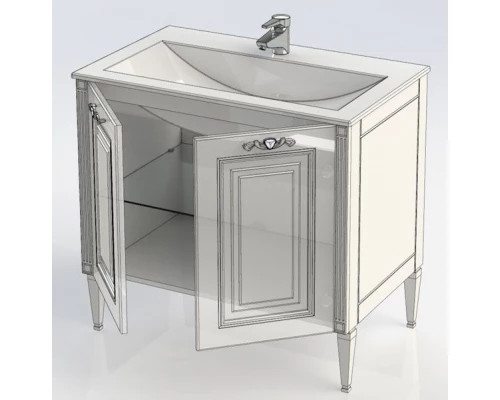 Тумба под раковину Aquanet Паола 90 00181762, цвет белый патина-серебро