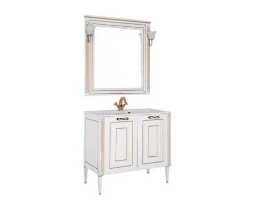 Тумба под раковину Aquanet Паола 90 00181762, цвет белый патина-серебро