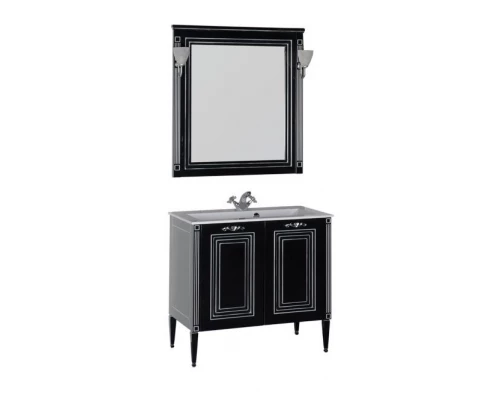 Тумба под раковину Aquanet Паола 90 00181762, цвет белый патина-серебро