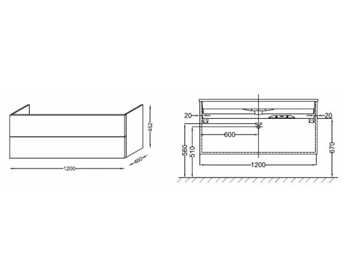 Тумба под раковину Jacob Delafon Vox 120 см, EB2071-R1-N18, цвет - белый блестящий