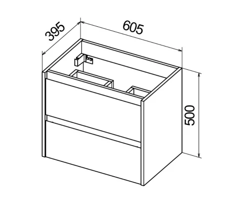 База под раковину BelBagno KRAFT 39-600/390-2C-SO-RNN 60 cм подвесная с 2 ящиками, Rovere Nebrasca Nature