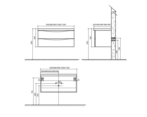 Тумба под раковину BelBagno ANCONA-N-600-2C-SO-BL, цвет Bianco Lucido