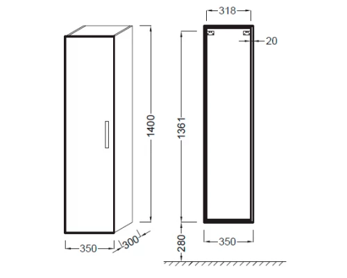 Пенал подвесной Jacob Delafon Ola 35 см, темный дуб, EB396-NR