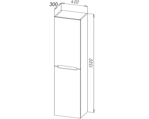 Пенал BelBagno Etna-1500-2A-SC-WO-P-L 40 см подвесной, петли слева, цвет белый дуб (rovere bianco)