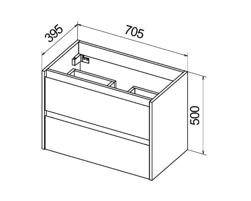 База под раковину BelBagno KRAFT 39-700/390-2C-SO-PP 70 cм подвесная с 2 ящиками, Pino Pasadena