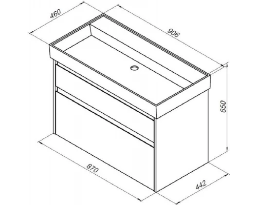 Тумба под раковину Aquanet Nova Lite 90, 2 ящика, белый глянец (242268)