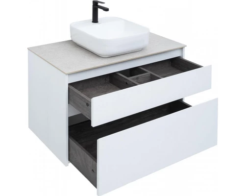 Тумба под раковину Aquanet Nova Lite 90, 2 ящика, белый глянец (242268)