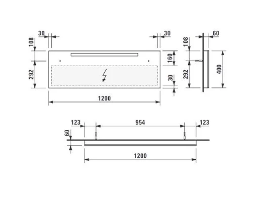 Зеркало Laufen Alessi One 120 х 40 см, с подсветкой, 4.4843.1.097.200.1