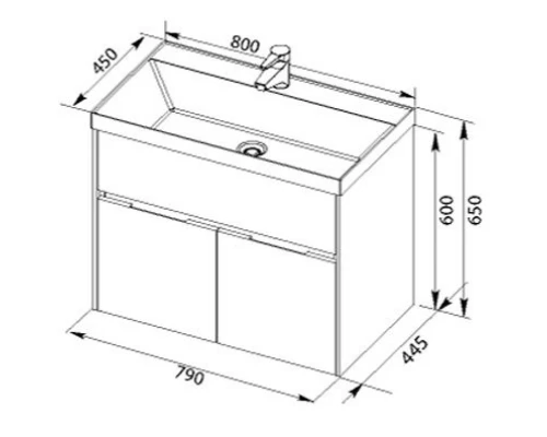 Тумба под раковину Aquanet Латина 80 00179638, цвет фасада белый