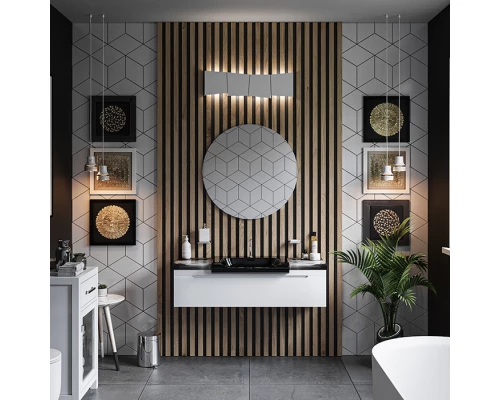 Тумба под раковину Kerasan Inka Project 120 см, подвесная, цвет белый глянцевый, 911102