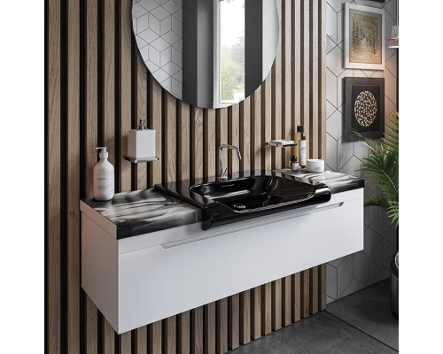 Тумба под раковину Kerasan Inka Project 120 см, подвесная, цвет белый глянцевый, 911102