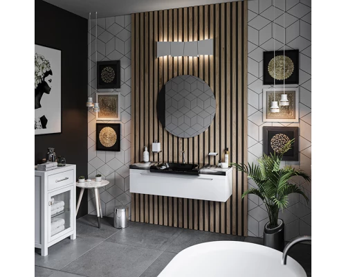 Тумба под раковину Kerasan Inka Project 120 см, подвесная, цвет белый глянцевый, 911102