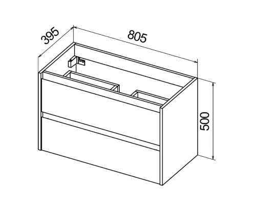 База под раковину BelBagno KRAFT 39-800/390-2C-SO-RNN 80 cм подвесная с 2 ящиками, Rovere Nebrasca Nature