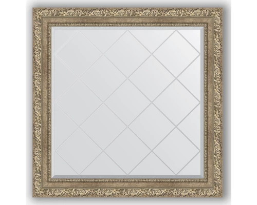 Зеркало с гравировкой в багетной раме Evoform Exclusive-G BY 4315 85 x 85 см, виньетка античное серебро