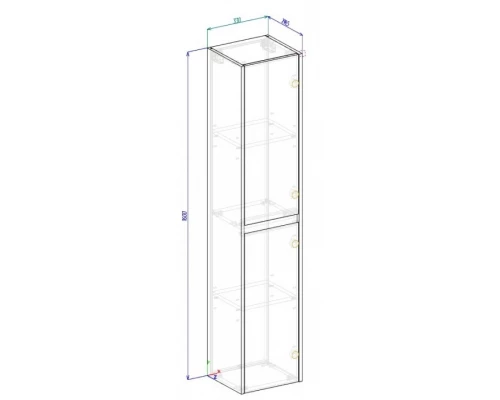 Пенал BelBagno KRAFT-1600-2A-SC-RT подвесной, Rovere Tabacco L/R