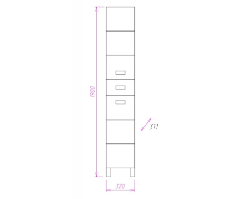 Пенал Onika БАЛТИКА Black 32.11, универсальный, белый, черные ручки, 403220