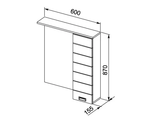 Зеркало-шкаф Aquanet Доминика 60 Led 00171918, цвет фасада белый, правый
