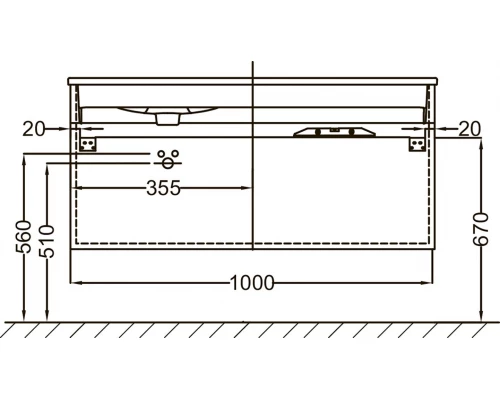 Тумба под раковину Jacob Delafon Vox 100 см, EB2025-RA-E16, ореховое дерево, левосторонняя