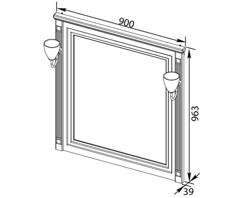 Зеркало Aquanet Паола 90 00186108, цвет белый патина-золото