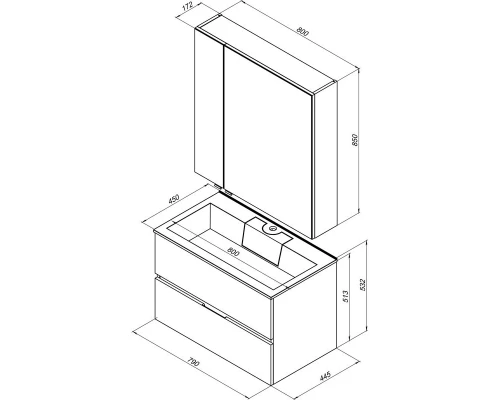 Тумба под раковину Aquanet Алвита 80 215120, цвет серый антрацит