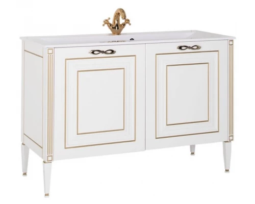 Тумба под раковину Aquanet Паола 120 00186114, цвет белый патина-золото
