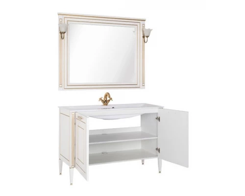 Тумба под раковину Aquanet Паола 120 00186114, цвет белый патина-золото